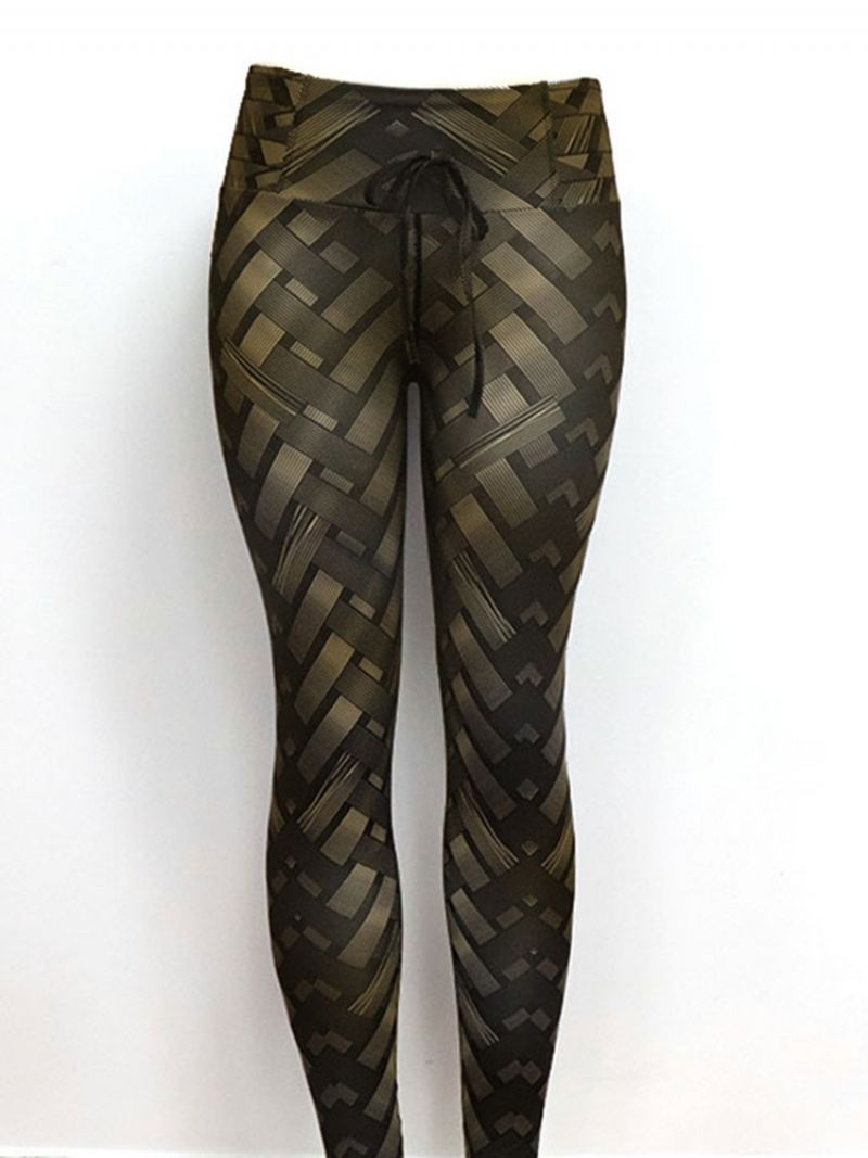 Solid Weave Print Dame Yoga Bukser Højtaljede Tiktok Leggings