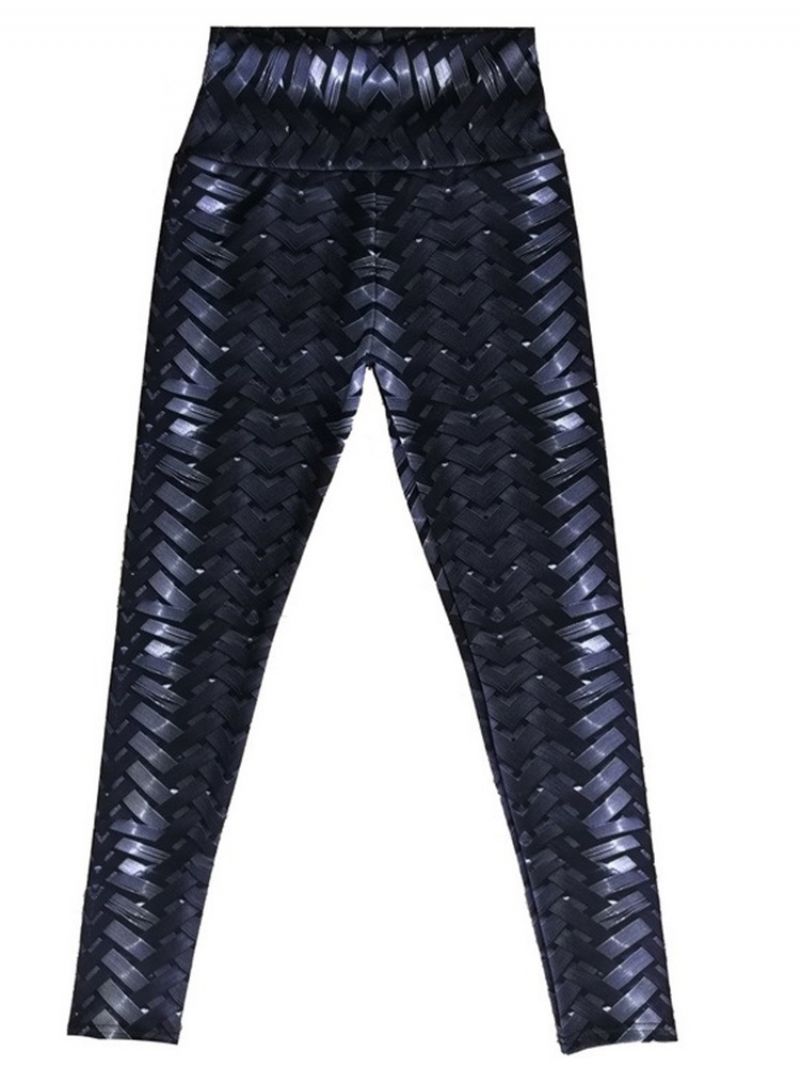 Solid Weave Print Dame Yoga Bukser Højtaljede Tiktok Leggings