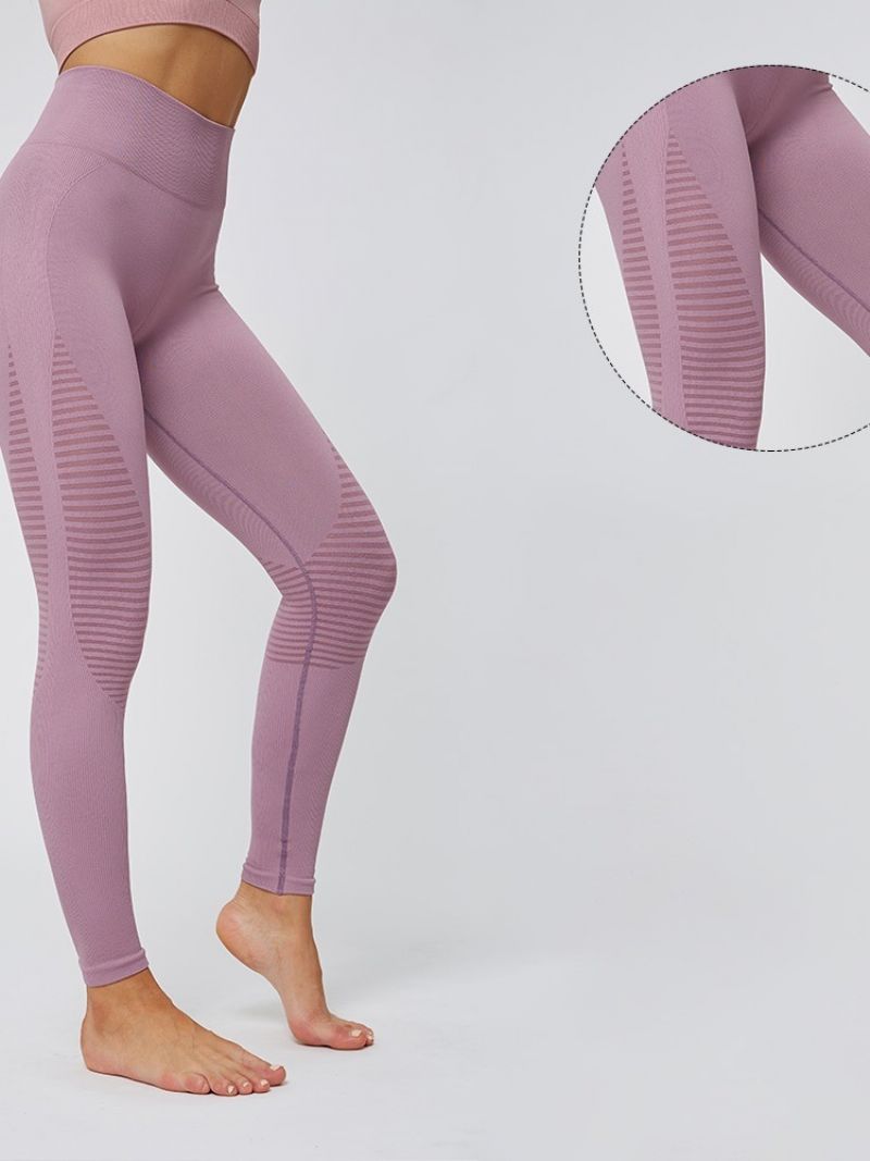 Stribet Polyester Vinter Yogabukser Til Kvinder Med Høj Talje Tiktok Leggings