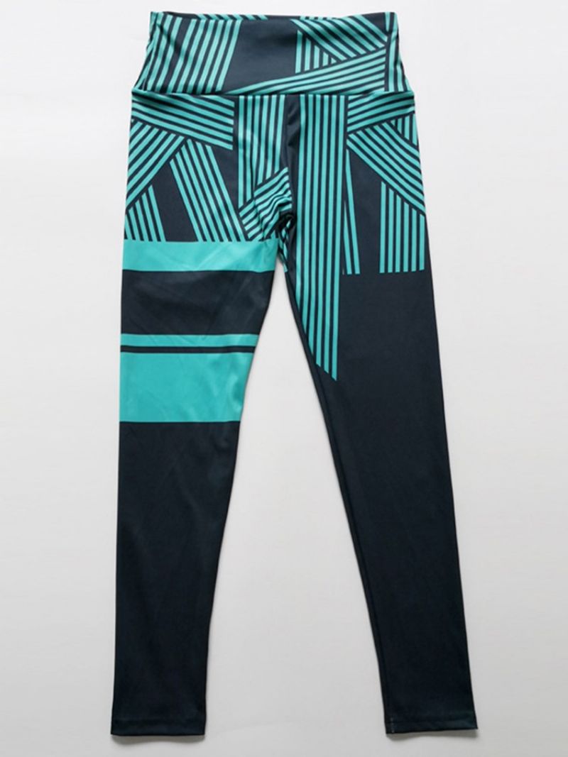 Stripe Print Hurtigtørrende Højtaljet Dame Leggings Yogabukser Højtaljet Tiktok Leggings