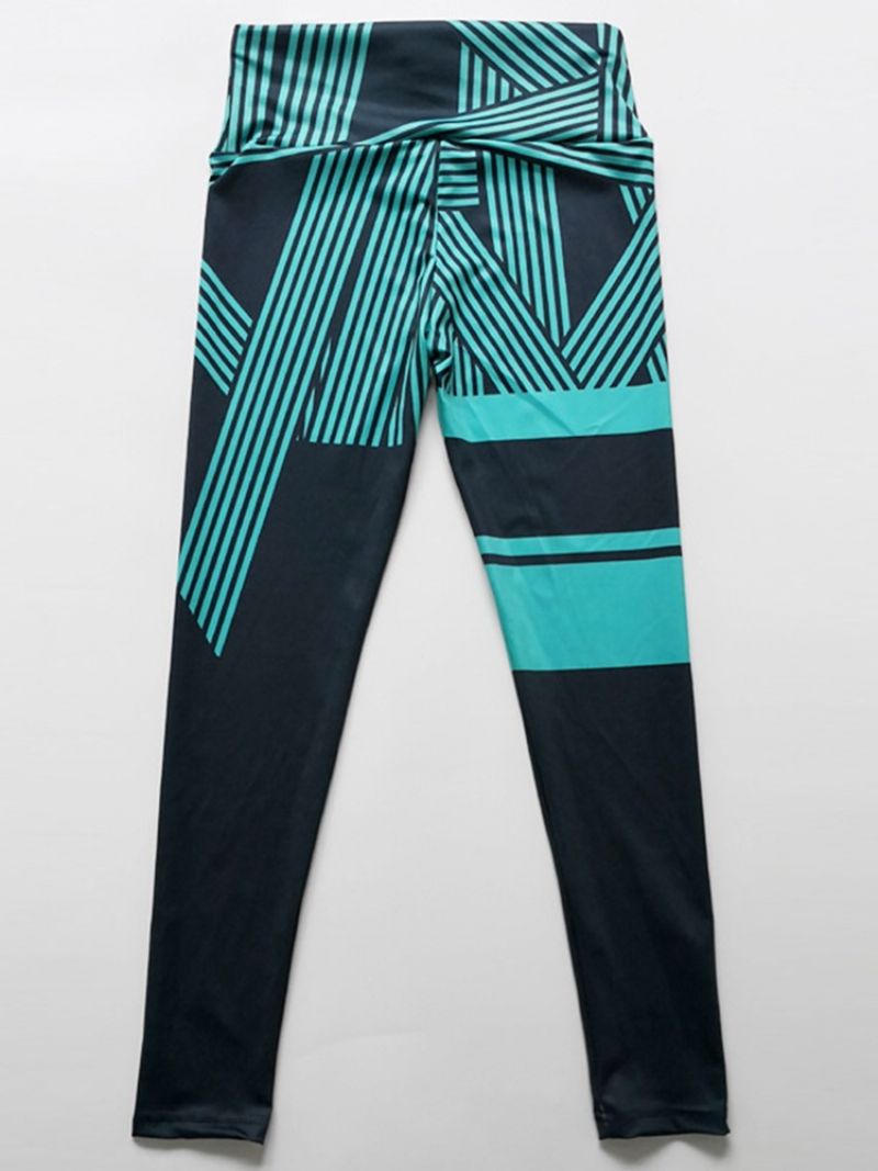 Stripe Print Hurtigtørrende Højtaljet Dame Leggings Yogabukser Højtaljet Tiktok Leggings