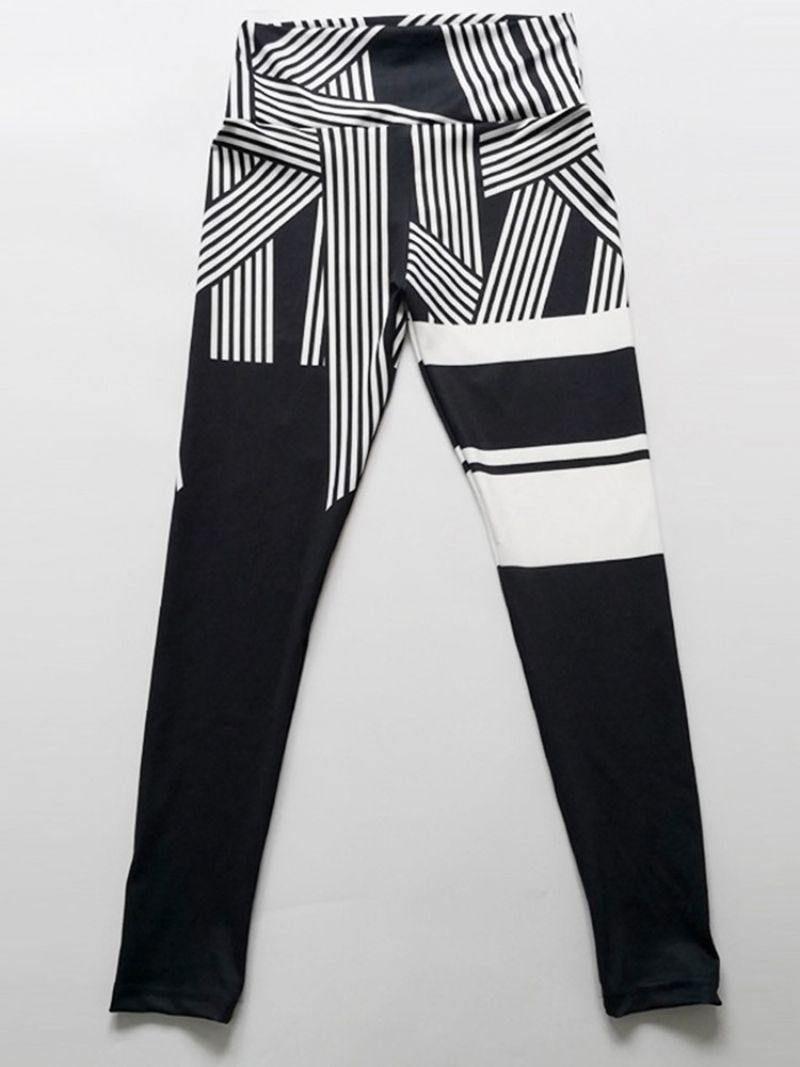 Stripe Print Hurtigtørrende Højtaljet Dame Leggings Yogabukser Højtaljet Tiktok Leggings