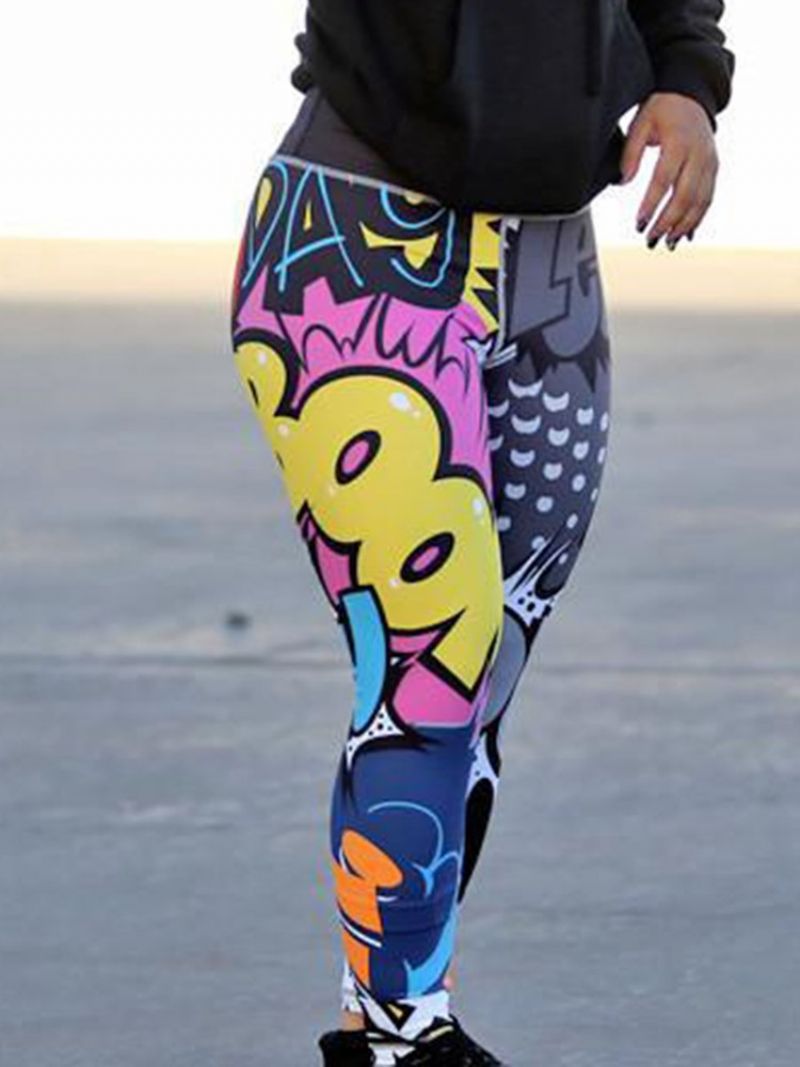 Thermal Letter Polyester Print Yoga Bukser Yoga Bukser Højtaljede Tiktok Leggings