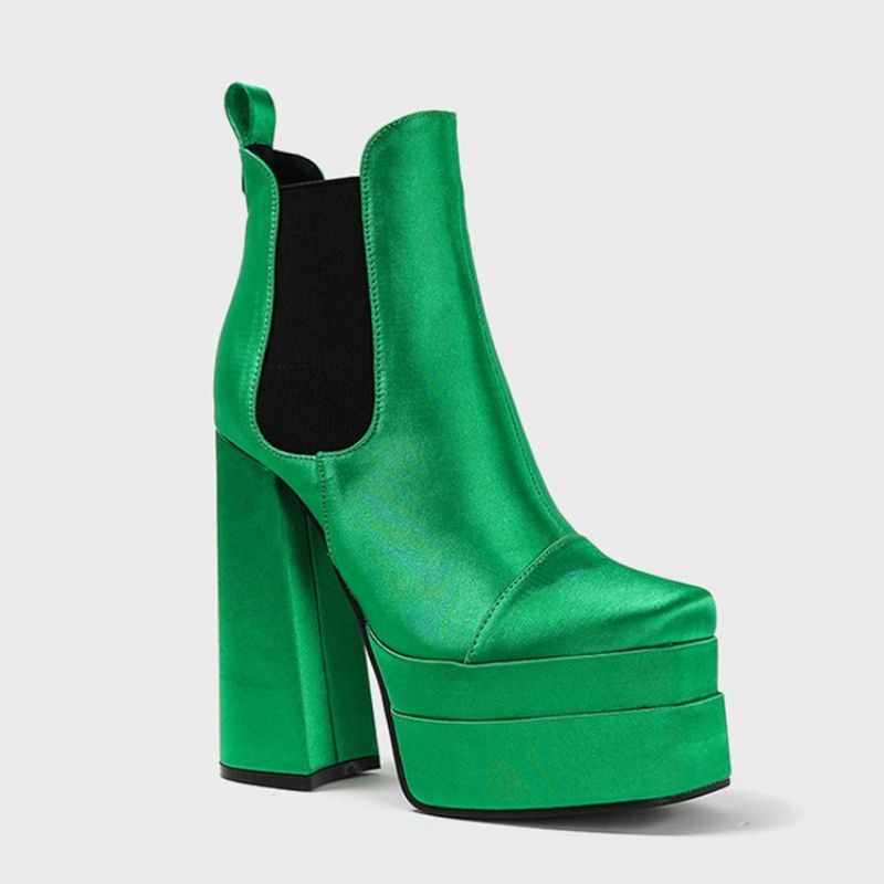 Slip-On Chunky Heel Color Block Western-Støvler