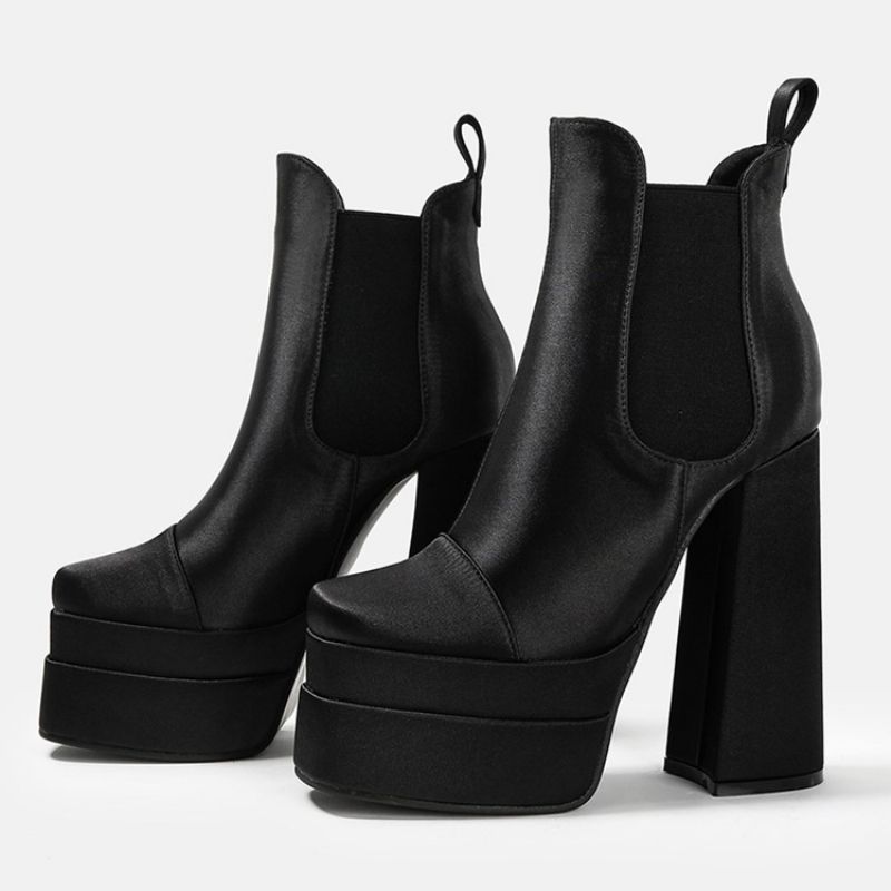 Slip-On Chunky Heel Color Block Western-Støvler