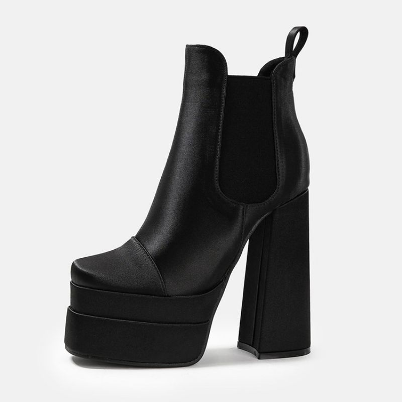 Slip-On Chunky Heel Color Block Western-Støvler