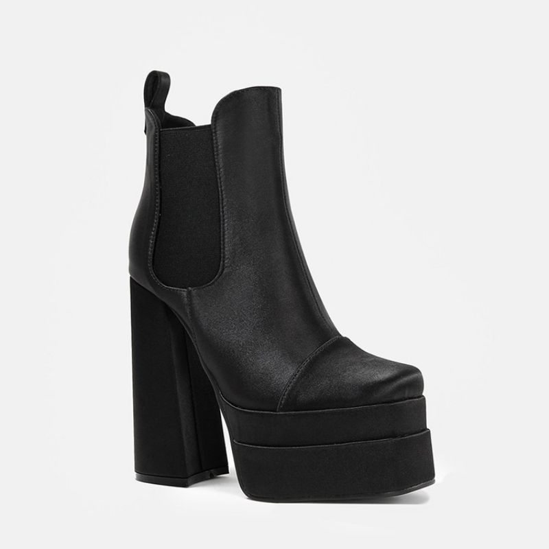 Slip-On Chunky Heel Color Block Western-Støvler