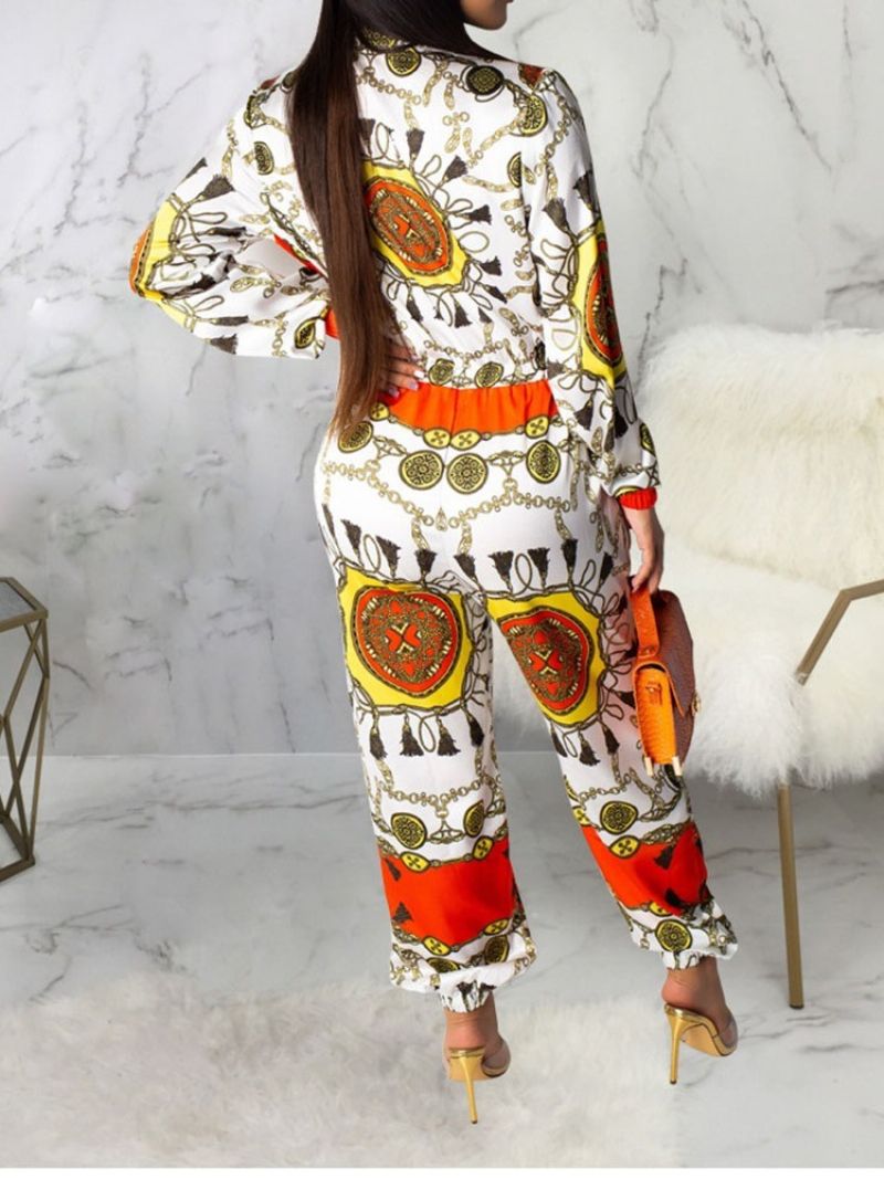 Afrikansk Mode Print Lynlås Slim Jumpsuit