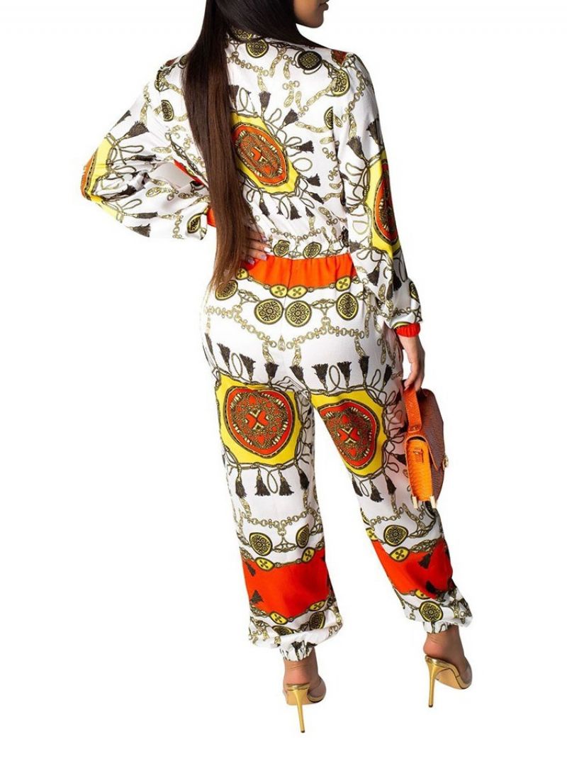 Afrikansk Mode Print Lynlås Slim Jumpsuit