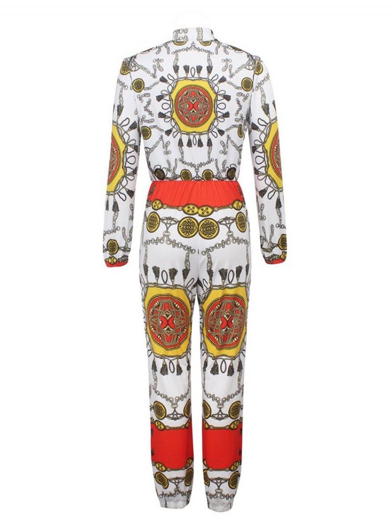 Afrikansk Mode Print Lynlås Slim Jumpsuit