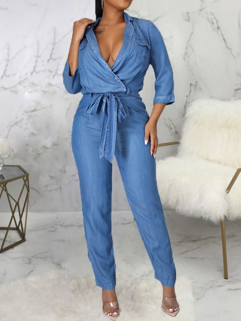 Almindelig Fuldlængde Sød Mid Waist Pencil Pants Jumpsuit