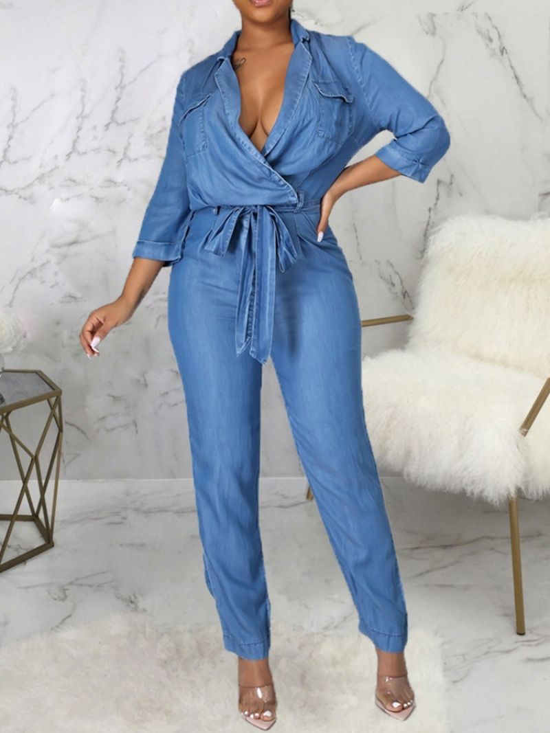 Almindelig Fuldlængde Sød Mid Waist Pencil Pants Jumpsuit