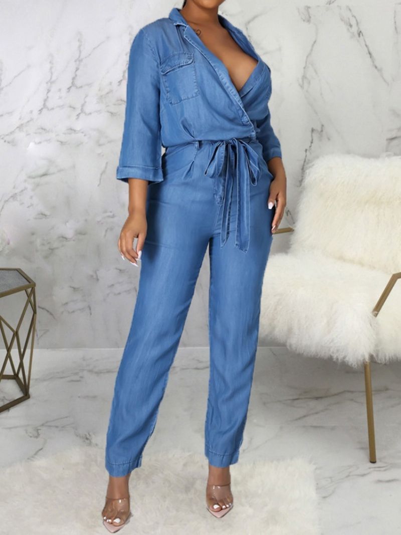 Almindelig Fuldlængde Sød Mid Waist Pencil Pants Jumpsuit