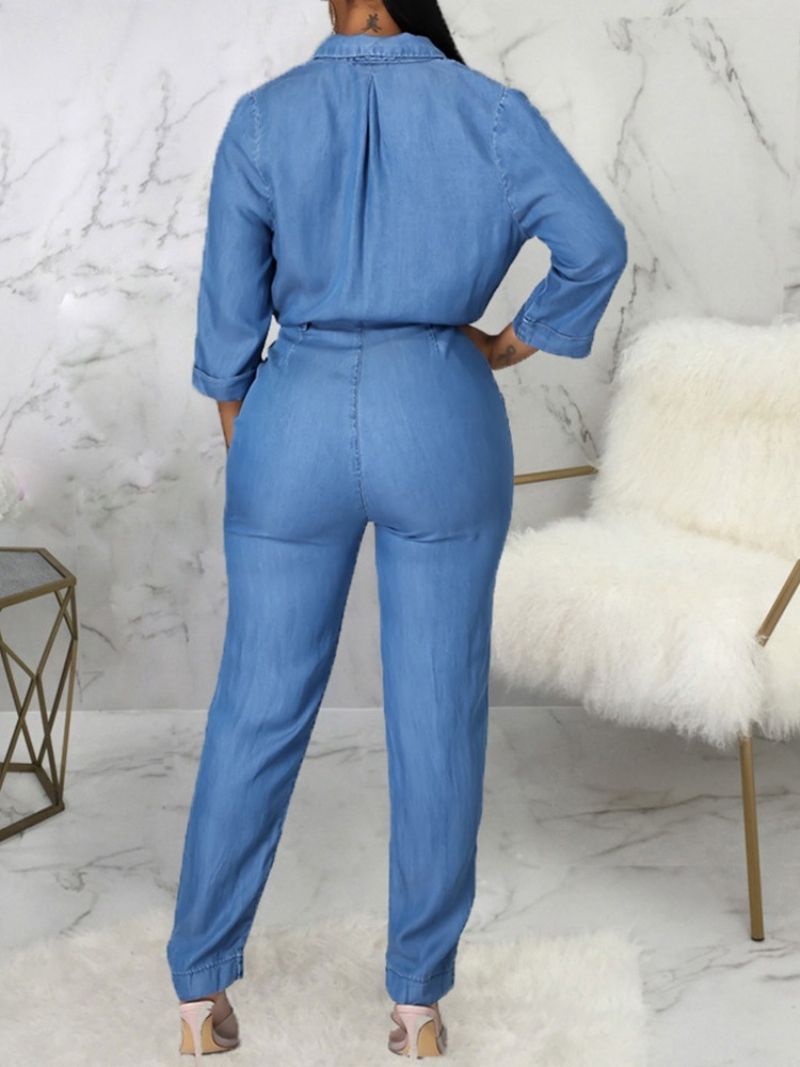 Almindelig Fuldlængde Sød Mid Waist Pencil Pants Jumpsuit