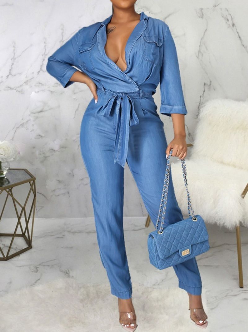 Almindelig Fuldlængde Sød Mid Waist Pencil Pants Jumpsuit