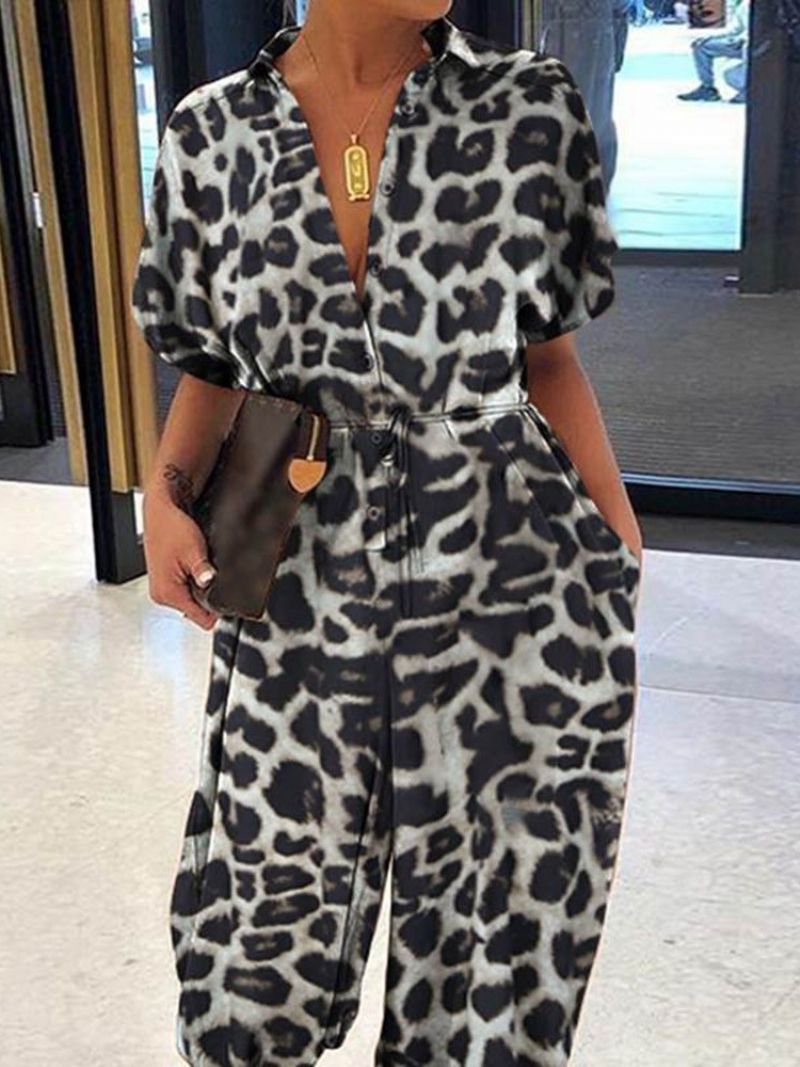 Ankellængde Casual Leopard Pencil Bukser Slanke Jumpsuit Til Kvinder