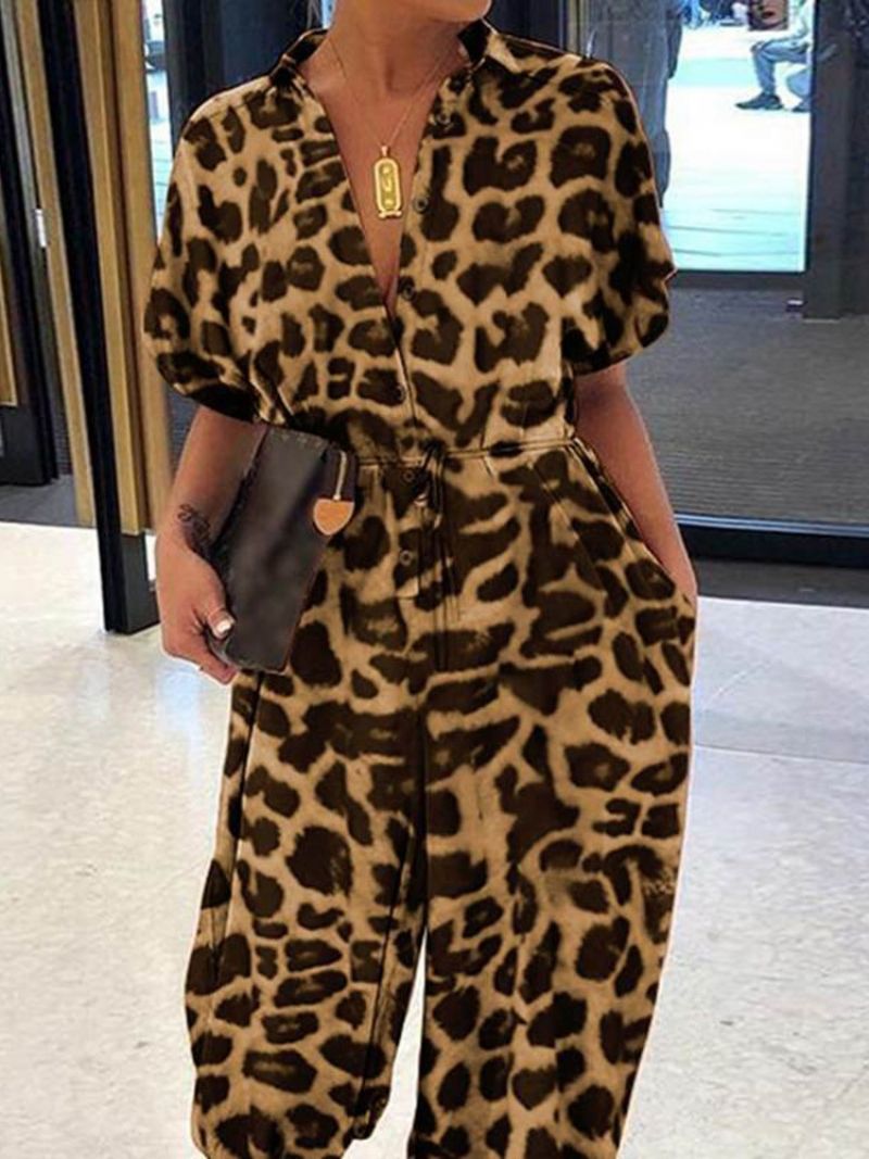 Ankellængde Casual Leopard Pencil Bukser Slanke Jumpsuit Til Kvinder