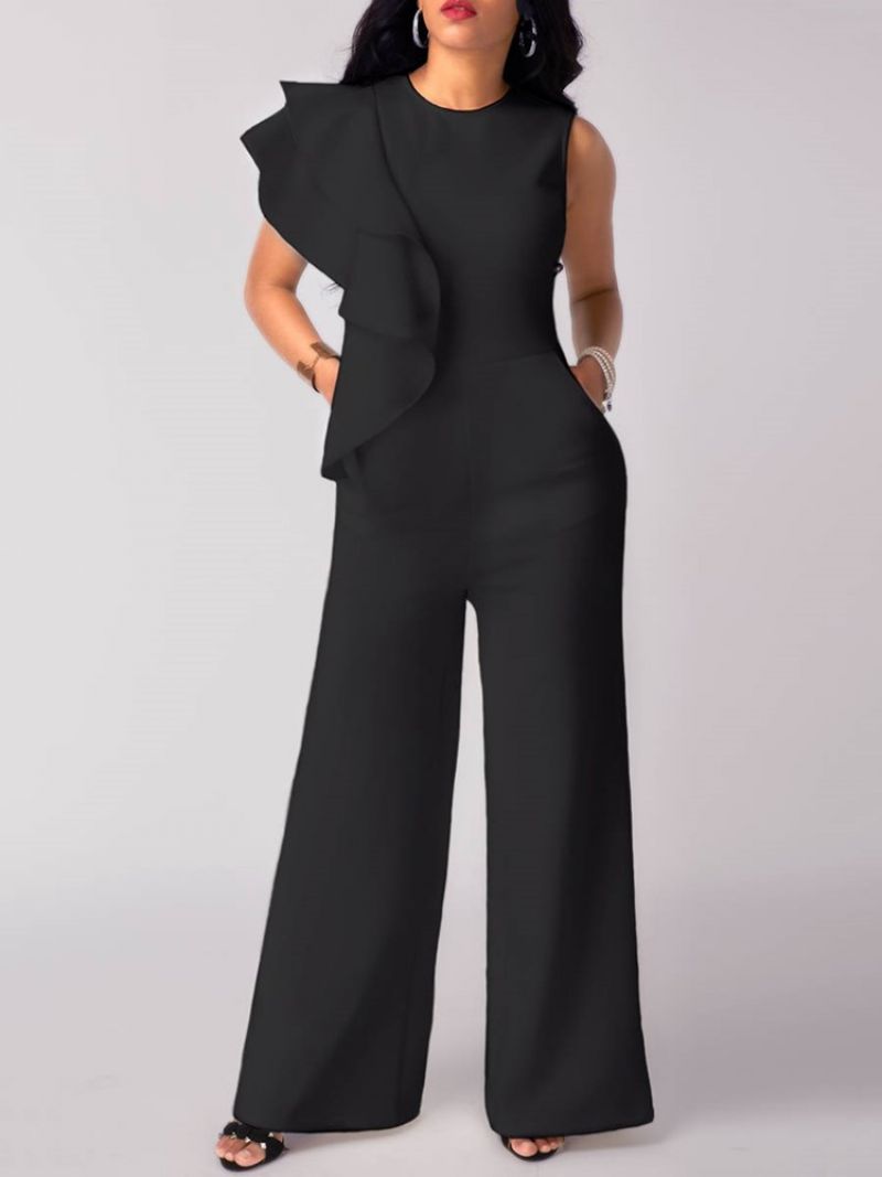 Asymmetri Flæser Brede Ben Dame Jumpsuit