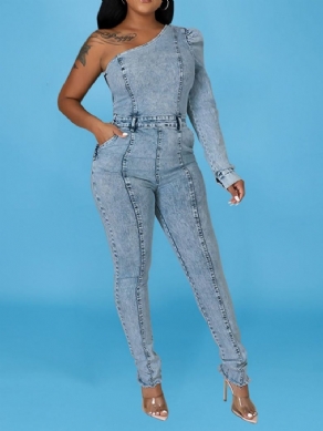 Asymmetrisk Sweet Fuld Længde Skinny Pencil Pants Jumpsuit