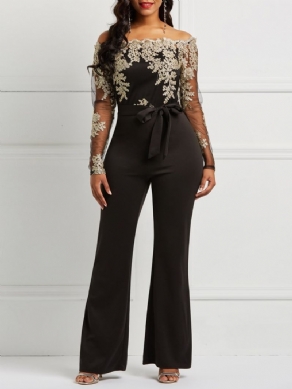 Bælte Off Shoulder Blonde Patchwork Jumpsuit Til Kvinder