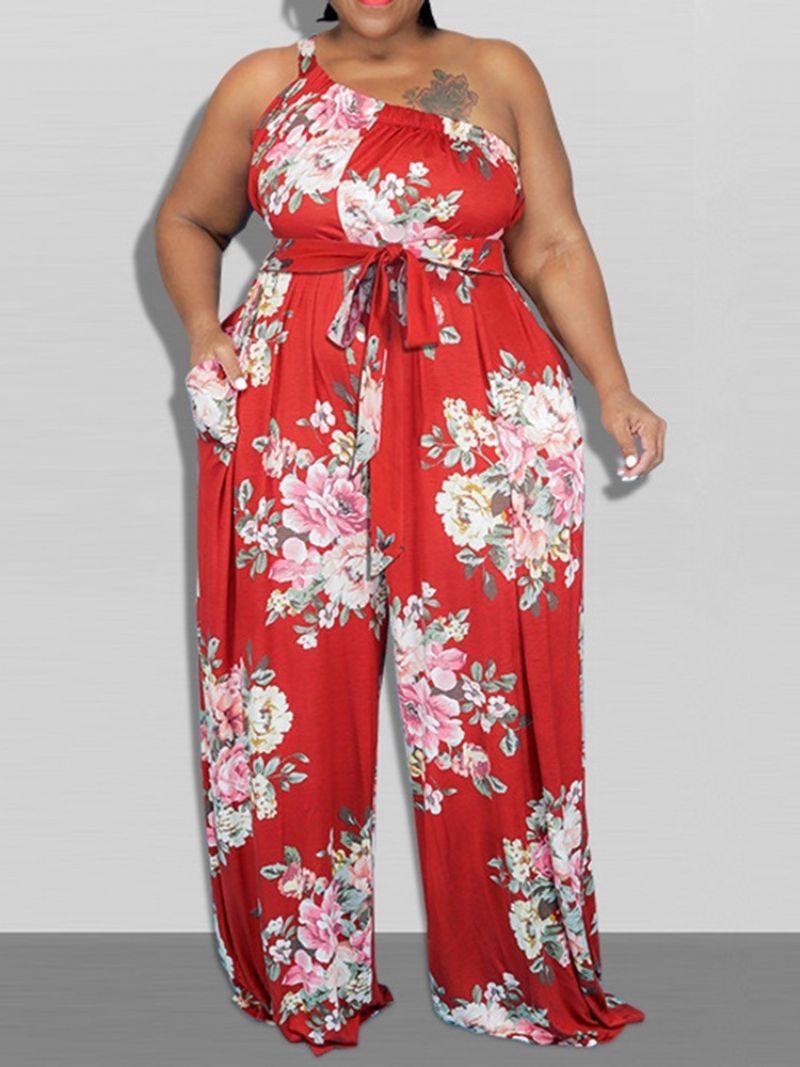 Blomsterprint I Fuld Længde Løs Lige Jumpsuit