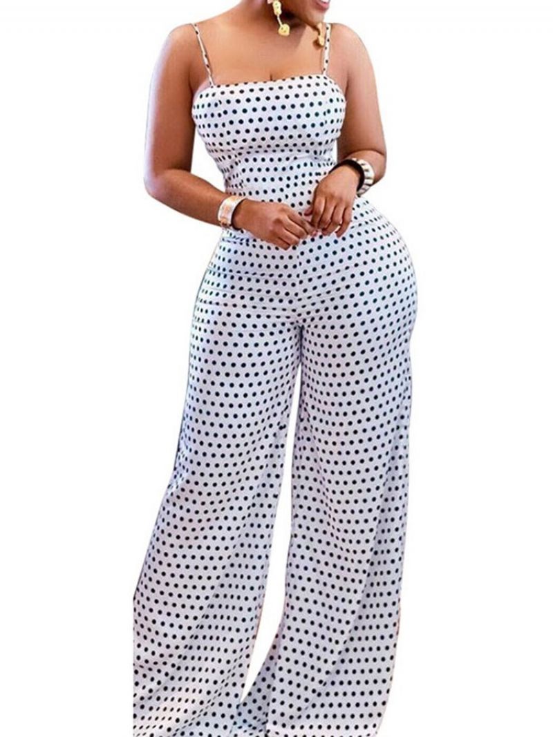 Bowknot Polka Dots Strap Slim Jumpsuit