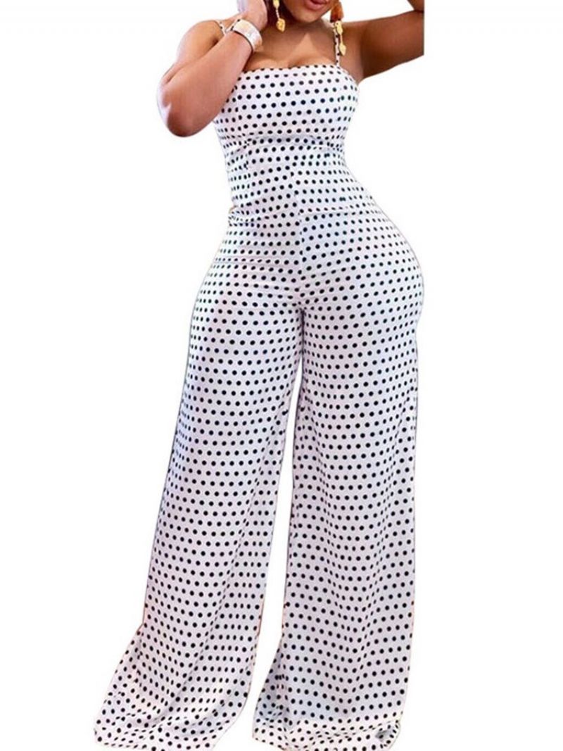 Bowknot Polka Dots Strap Slim Jumpsuit