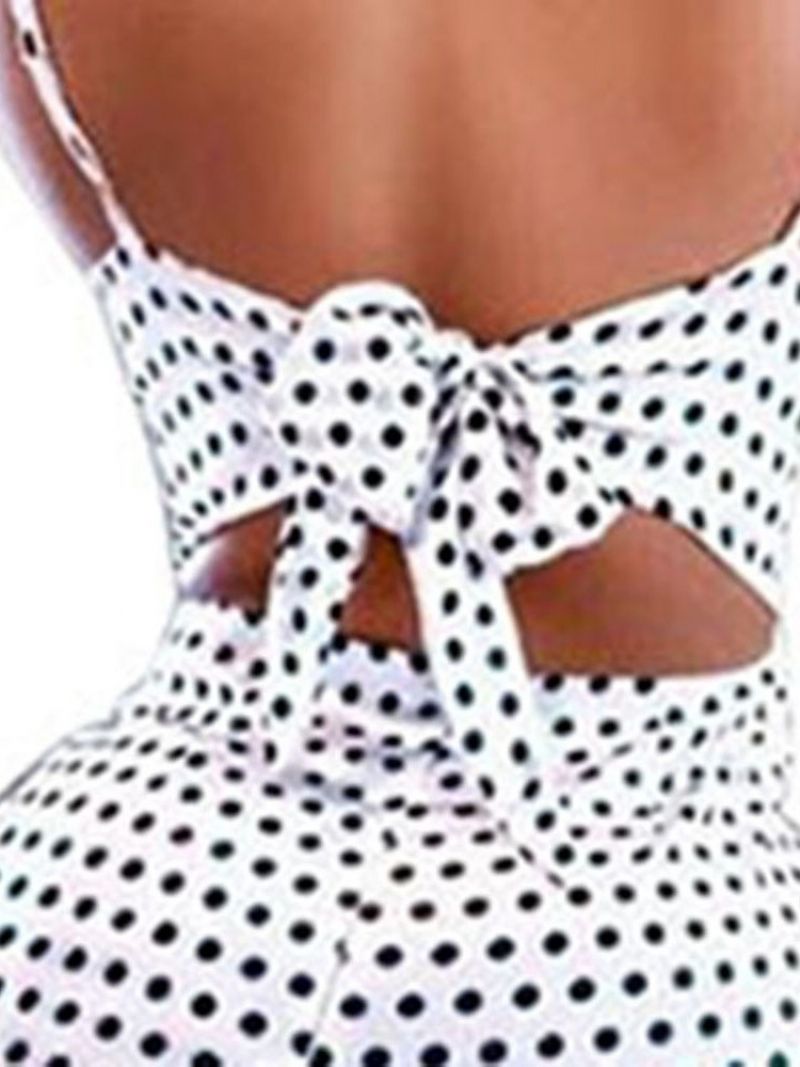 Bowknot Polka Dots Strap Slim Jumpsuit