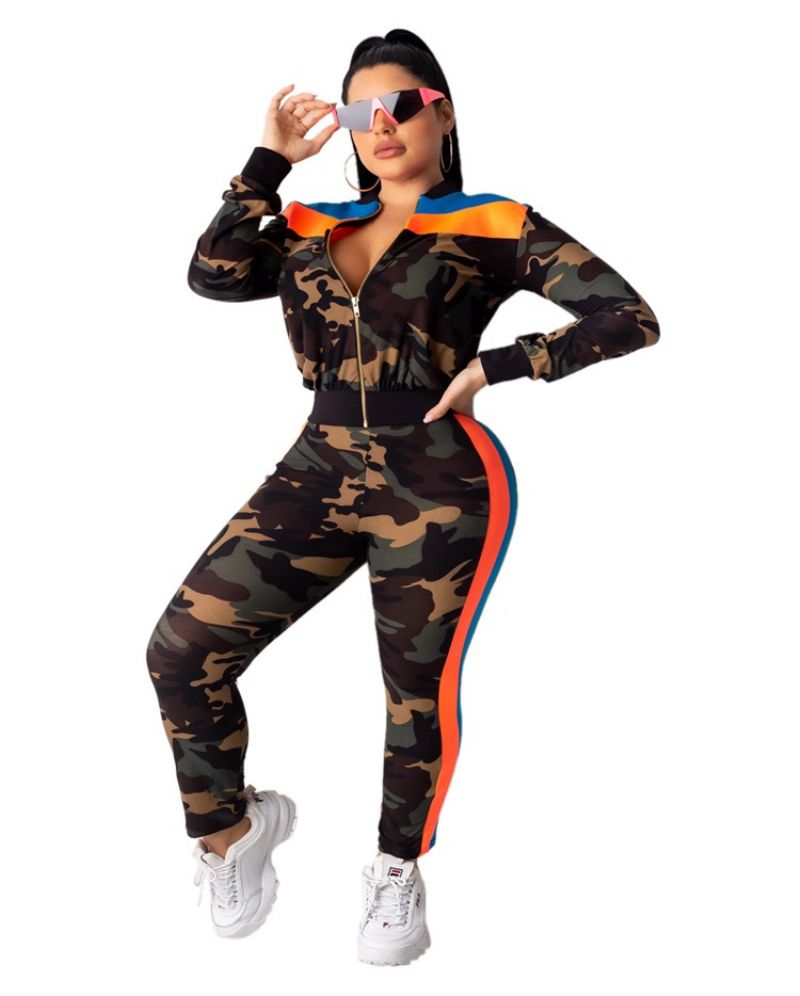 Camouflage Ankellængde Slim Jumpsuit