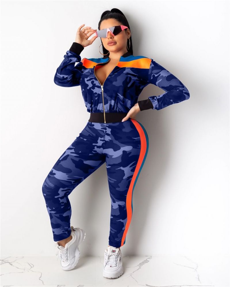 Camouflage Ankellængde Slim Jumpsuit