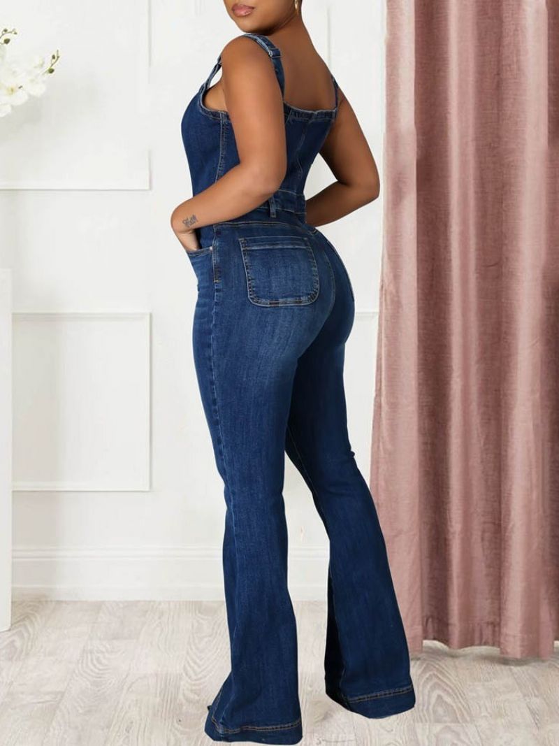 Casual Seler Plain Slim Bellbottoms Jumpsuit Til Kvinder