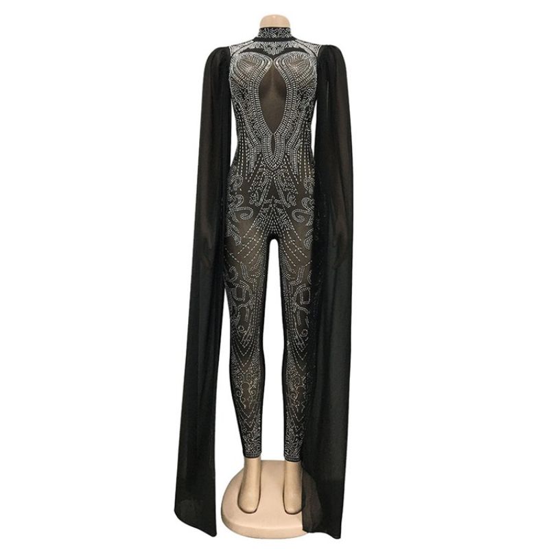 Diamond Full Længde Mode Skinny Pencil Pants Jumpsuit