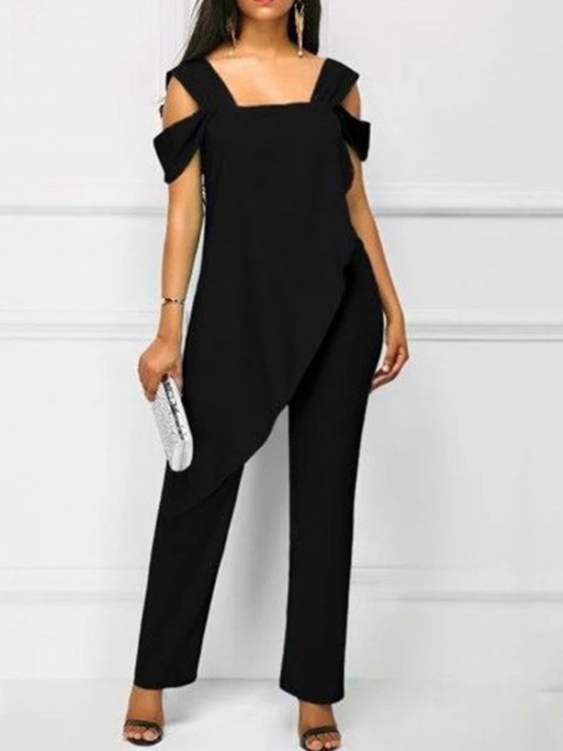 Ensfarvet Patchwork Slim Jumpsuit I Fuld Længde