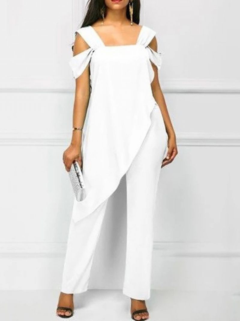 Ensfarvet Patchwork Slim Jumpsuit I Fuld Længde