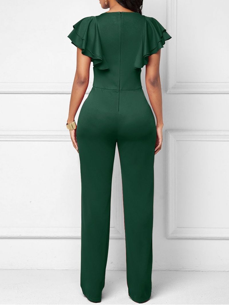 Falbala Plain Fuld Længde Højtalje Slim Jumpsuit