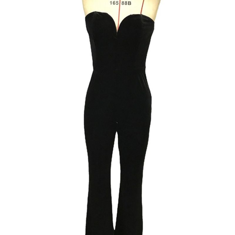 Feather Plain Western Mid Waist Straight Jumpsuit