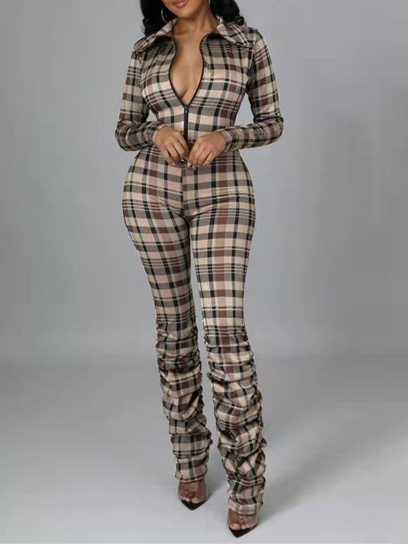 Fuld Længde Print Mode Mid Waist Skinny Jumpsuit