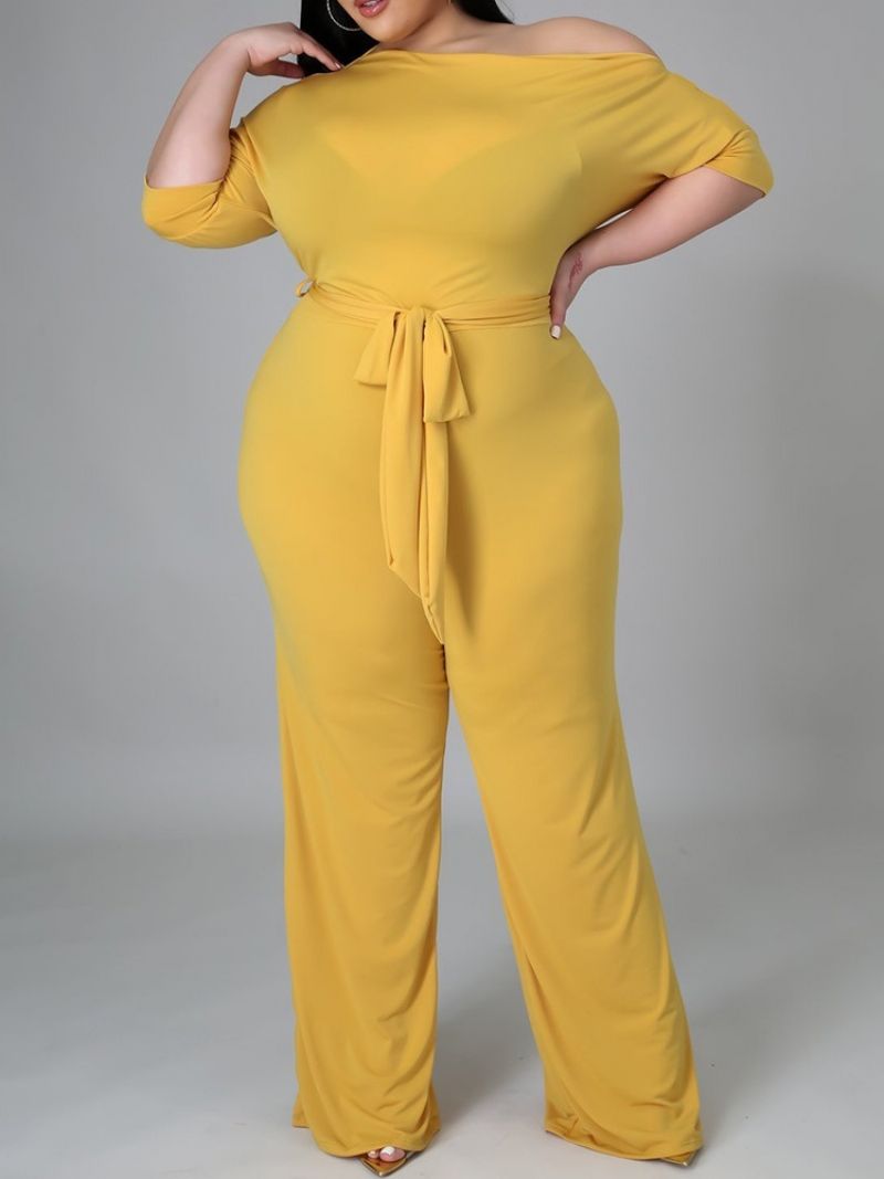 Fuld Længde Western Plain Slim Højtalje Jumpsuit