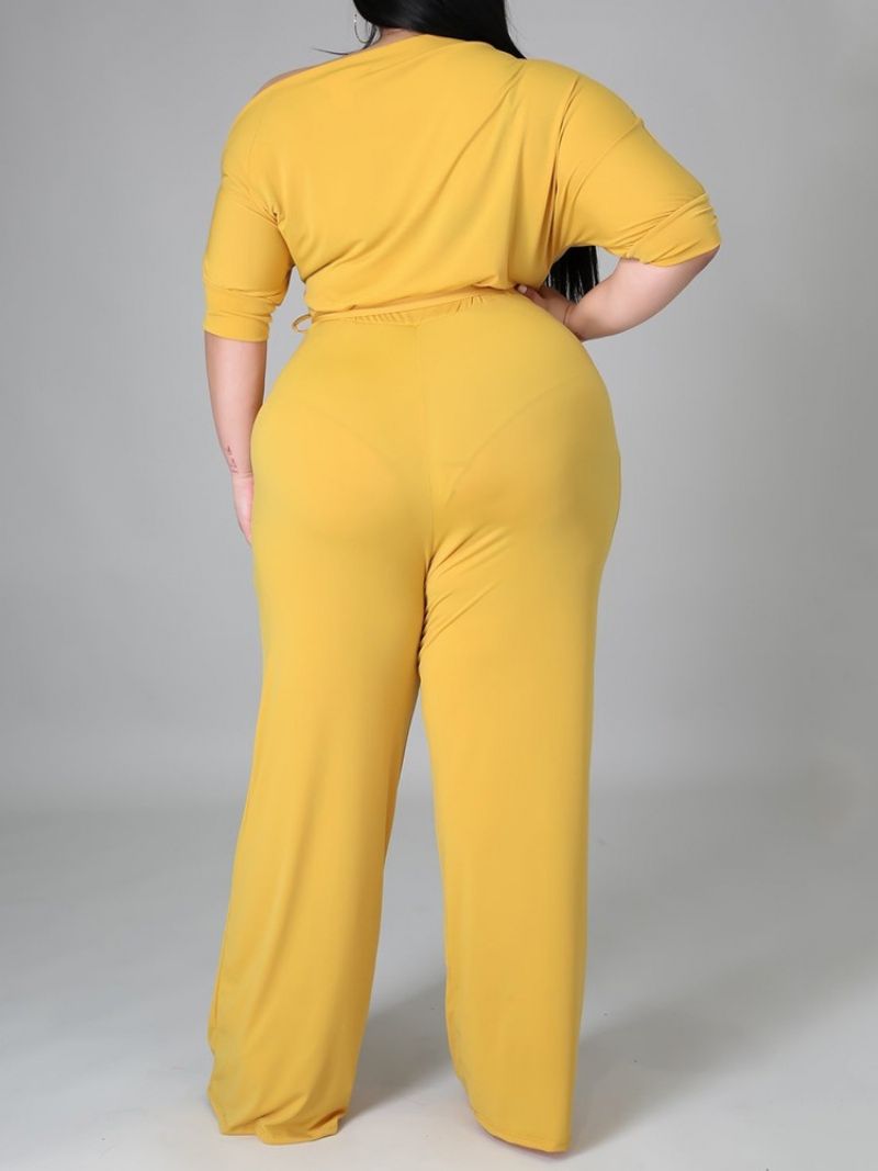 Fuld Længde Western Plain Slim Højtalje Jumpsuit