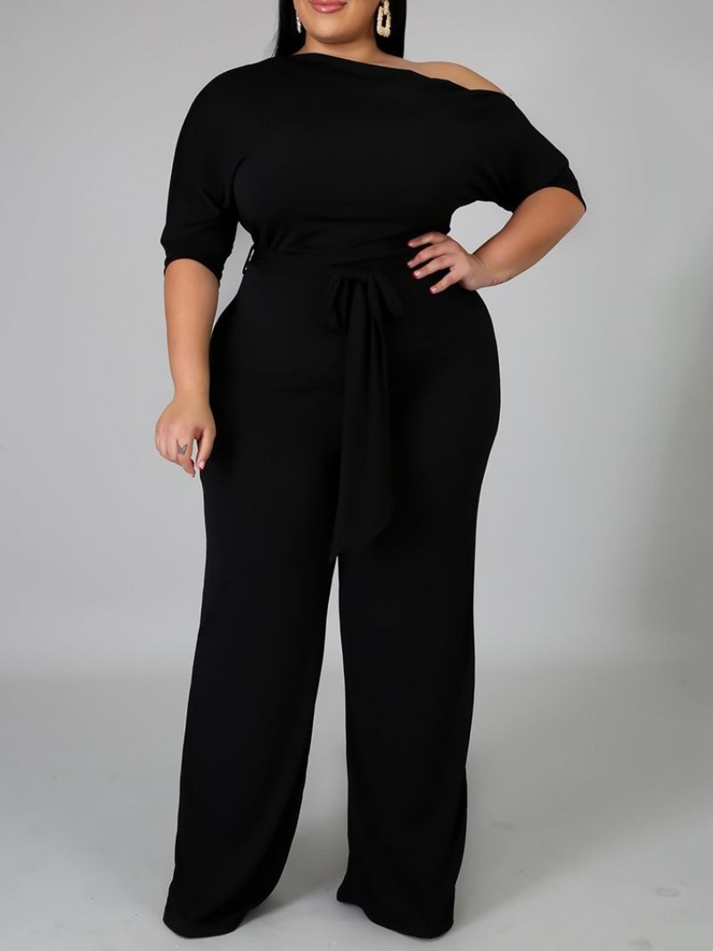 Fuld Længde Western Plain Slim Højtalje Jumpsuit