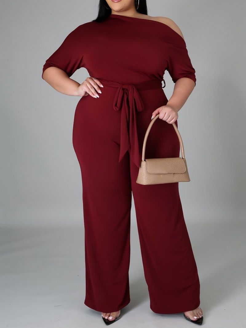 Fuld Længde Western Plain Slim Højtalje Jumpsuit