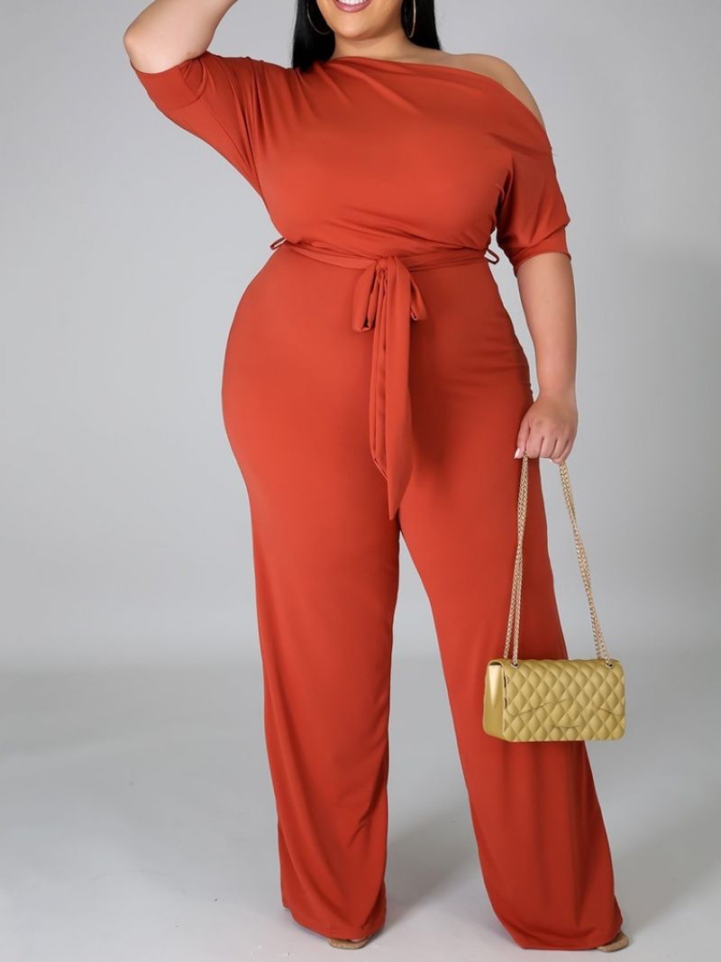 Fuld Længde Western Plain Slim Højtalje Jumpsuit