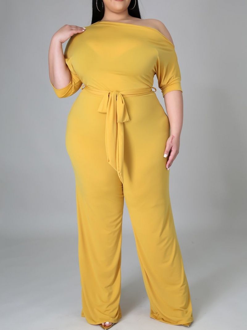 Fuld Længde Western Plain Slim Højtalje Jumpsuit