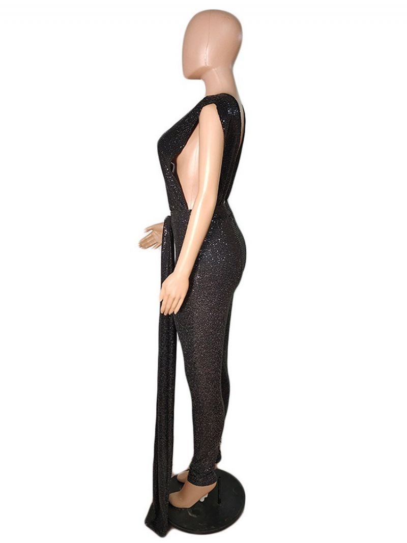 Lurex Almindelig Fuld Længde Slim Pencil Pants Jumpsuit