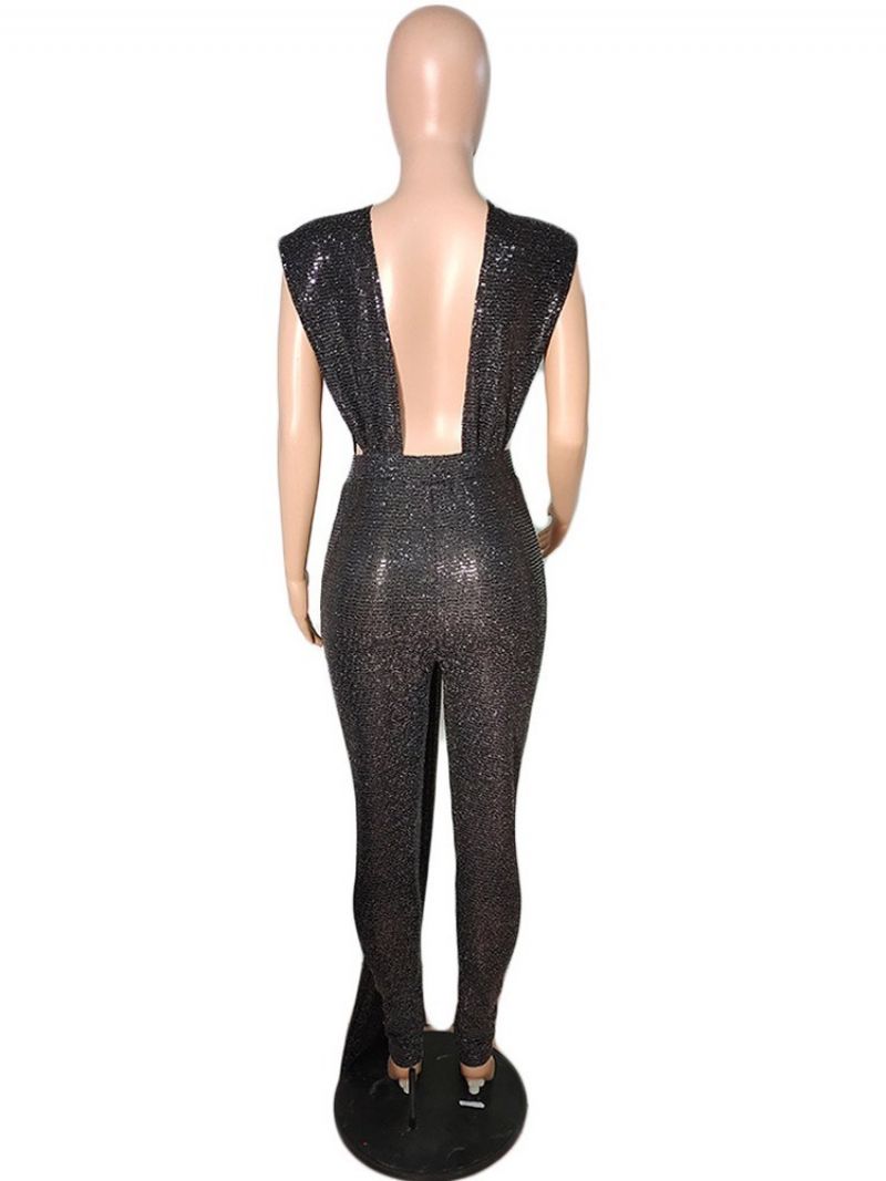 Lurex Almindelig Fuld Længde Slim Pencil Pants Jumpsuit