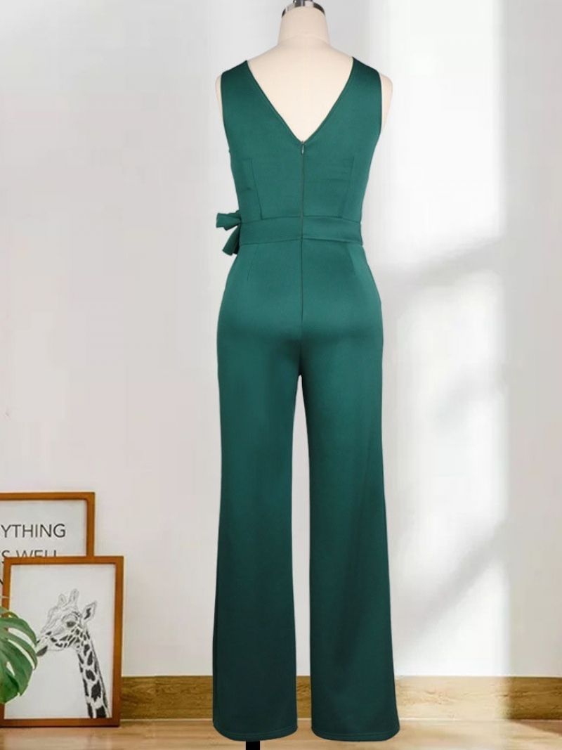 Mode Almindelig Plisseret Midtalje Slim Jumpsuit Til Kvinder