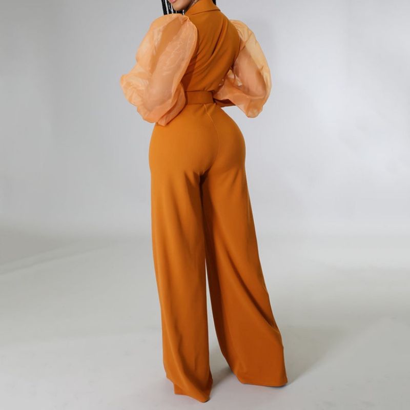 Mode Mesh Fuld Længde Højtalje Slim Jumpsuit