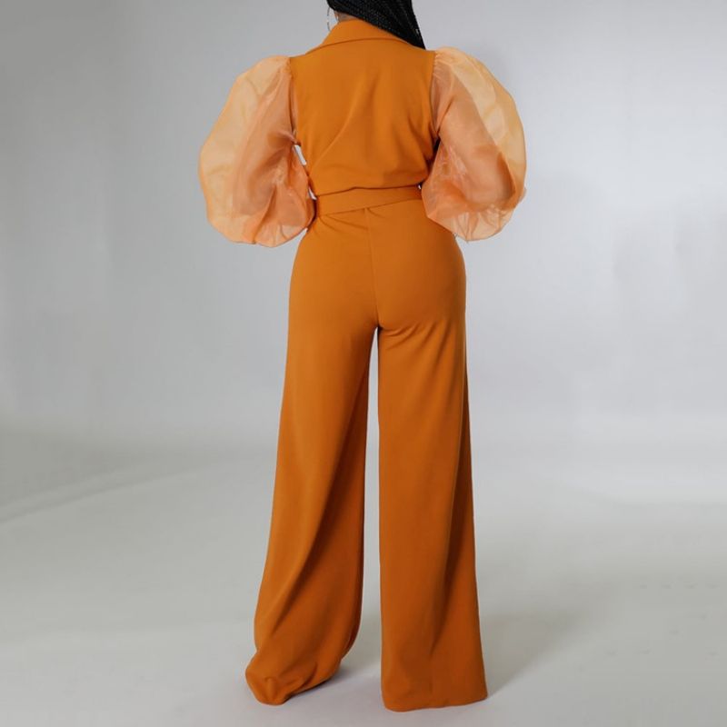 Mode Mesh Fuld Længde Højtalje Slim Jumpsuit