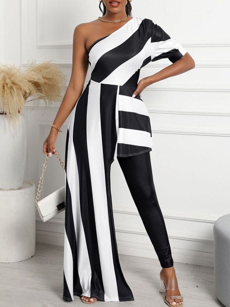 Office Lady Asymmetrisk Fuld Længde Lige Dame Slim Jumpsuit