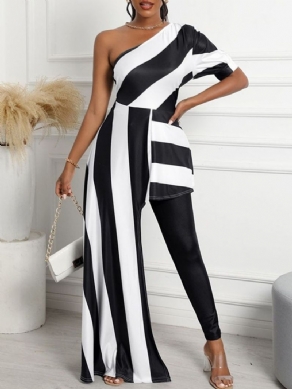 Office Lady Asymmetrisk Fuld Længde Lige Dame Slim Jumpsuit